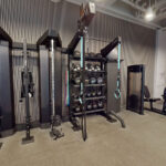 Allston Place weight machines with ropes, kettlebells, medicine balls