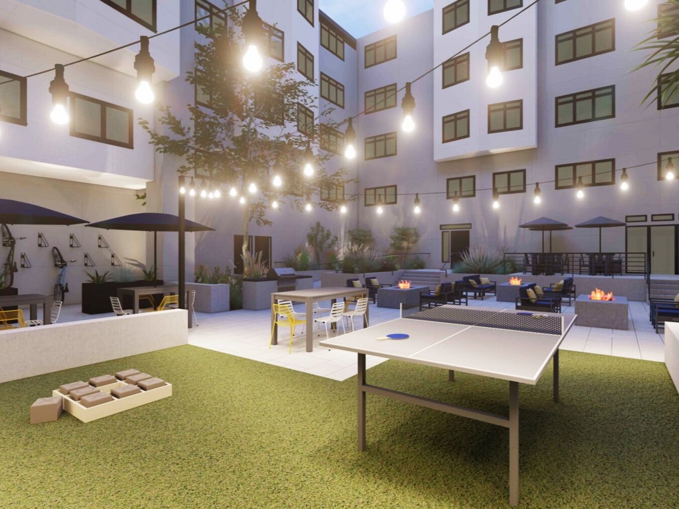The new courtyard coming soon to Stadium Place Apartments.