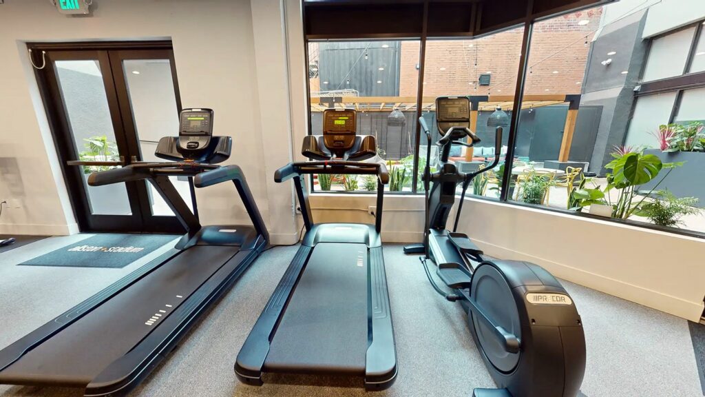 Fitness center in Allston Place Apartments in Berkeley,
California.
