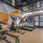 Fitness center with natural light and cardio equipment
